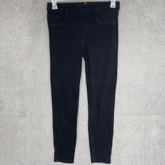 Spanx Jean-ish Ankle Leggings Womens Sz M Black Pull On Stretch Shaping - Picture 1 of 9